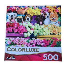 Cra-Z-Art Colorluxe Premium Puzzle Flower Market Pups 500 Piece Puzzle Dog Puppy
